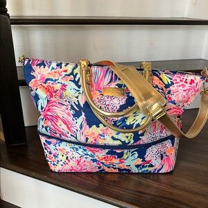 Lilly Pulitzer Vibrant Pink and Blue Floral Tote